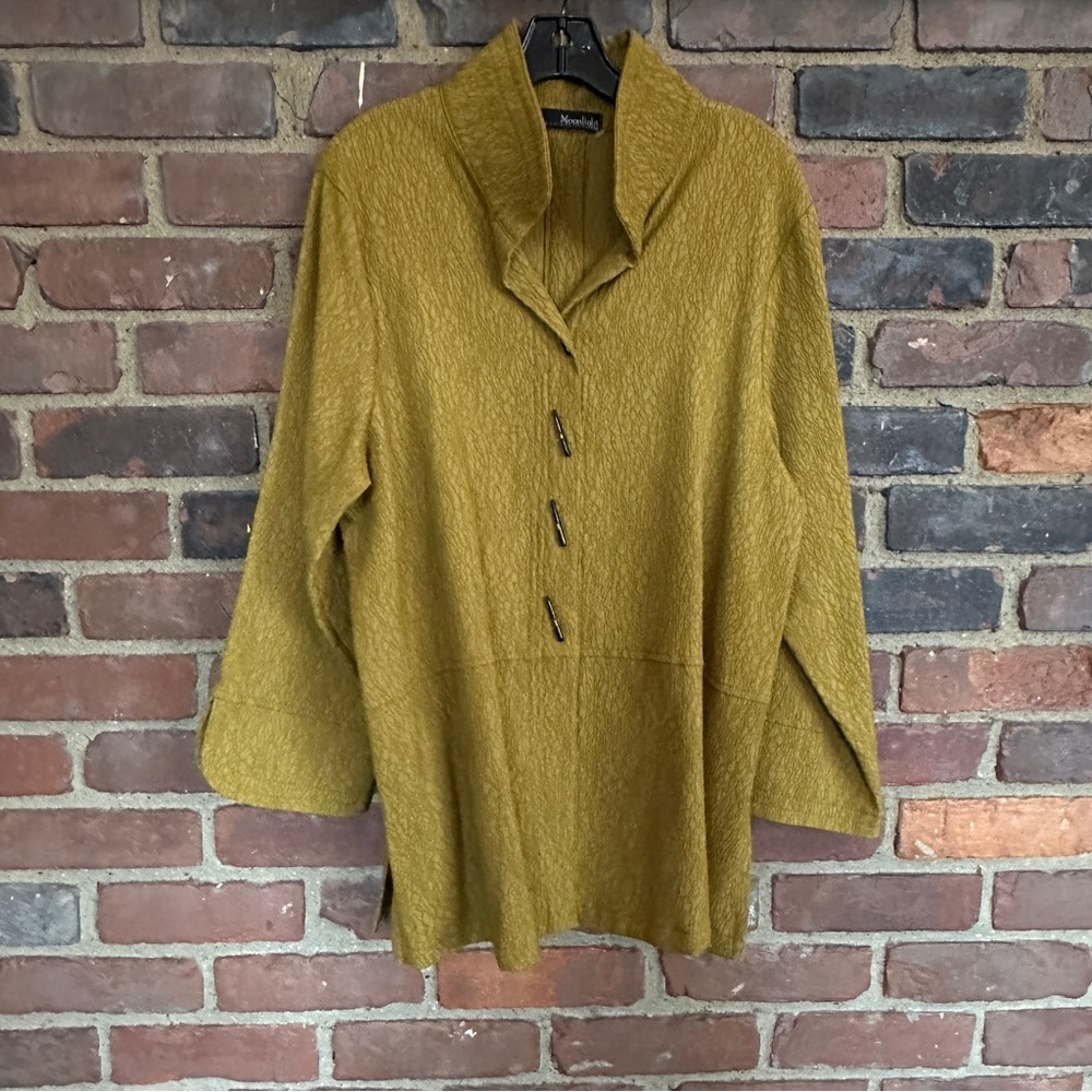 Connie’s Moonlight Jacket Yellow Green Lagenlook Top -44 Chest / 28.5” Long